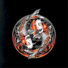 Yin & Yang Koi kapor - oranžový Yin & Yang Koi kapor - oranžový