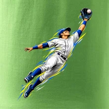 Baseballový polař chytá míček ve výskoku