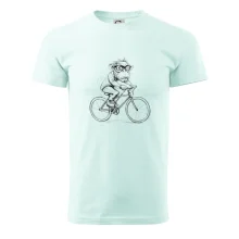 Opice s okuliarmi na bicykli