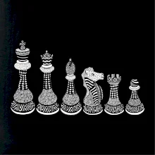 Šachové figúrky v rade - kreslené