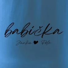 Babička Tričko s menami detí písacie písmo