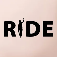 Ride - nápis s cyklistom