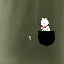 Mačka s rybou vo vrecku