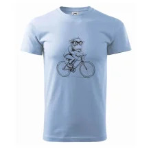 Opice s okuliarmi na bicykli