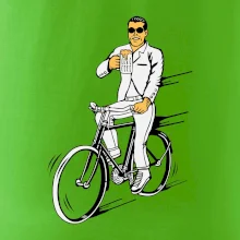 Gentleman na bicykli s pivom