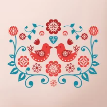 folklór - dva červené vtáčiky