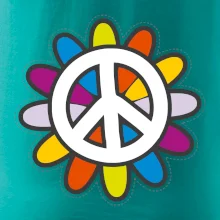 Peace symbol s kreslenou kvetinou