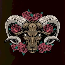 Hlava barana s ružami