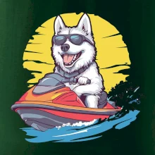 Husky na vodnom skútri