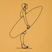 Surfer stojaci jedným ťahom