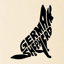 Nemecký ovčiak sediaci napis