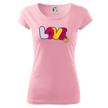 Love nápis s kvetinou