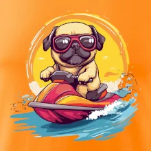 Mops na vodnom skútri