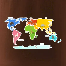 Svetové kontinenty s názvami a zvieratkami