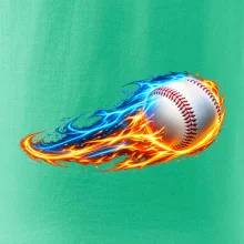 Letící baseballový míček v plamenech