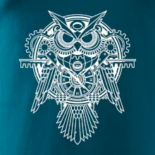 Steampunk sova čiernobiela