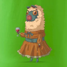 Alpaka s vínom žena