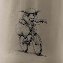 Ovce s okuliarmi na bicykli