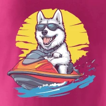 Husky na vodnom skútri