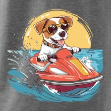 Jack russell teriér na vodnom skútri