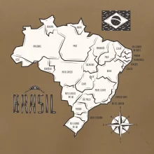 Brazília mapa s názvami regiónov
