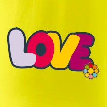 Love nápis s kvetinou