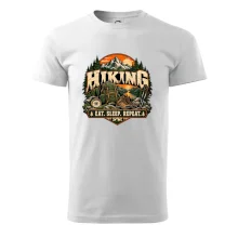 Turistický batoh v horách eat sleep repeat