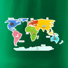 Svetové kontinenty s názvami a zvieratkami