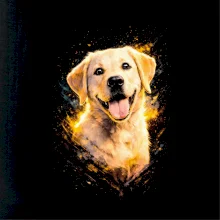 Obrázok poltón Zlatého retriever sediaci