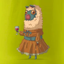 Alpaka s vínom žena