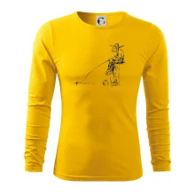 Kreslený rybár na pni