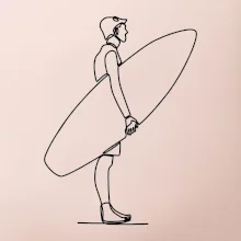 Surfer stojaci jedným ťahom