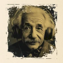 Albert Einstein so slúchadlami