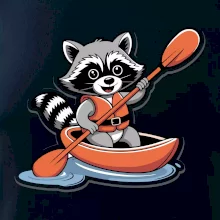 Mýval v kajaku kreslený