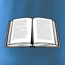 Kniha čiernobiela otvorená s textom