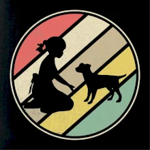 Retro kruh - dievča a šteňa Retro kruh - dievča a šteňa