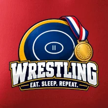 Zápasnická žíněnka se zlatou medailí eat sleep wrestling  repeat