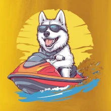 Husky na vodnom skútri