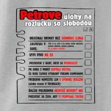 Tričko na rozlúčku s úlohami vpredu
