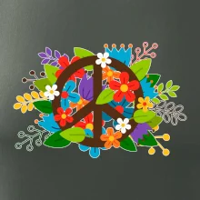 Peace symbol prerastený kvetinami