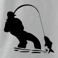 Rybár ťahajúce rybu