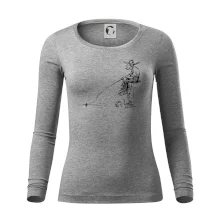 Kreslený rybár na pni