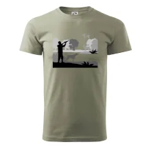 Lovec a stavač v lese