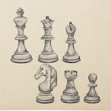 Šachové figúrky kreslené