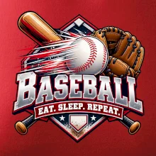 Baseballová pálka s rukavicou eat sleep repeat
