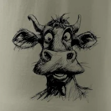 Čiernobiela karikatúra svetlá krava hlava