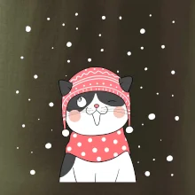 Mačka v zimnej čiapke