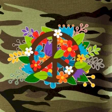 Peace symbol prerastený kvetinami
