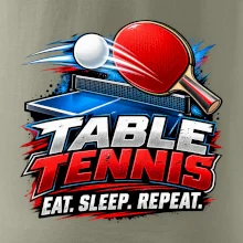Stolní tenis pálka a míček eat sleep repeat