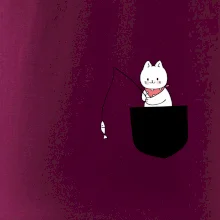 Mačka s rybou vo vrecku